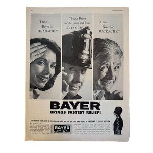 Vintage 1960 Bayer Aspirin for Pain Relief Advertisement Print Ad